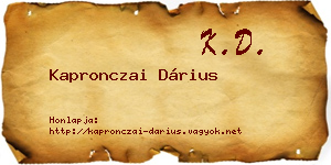 Kapronczai Dárius névjegykártya